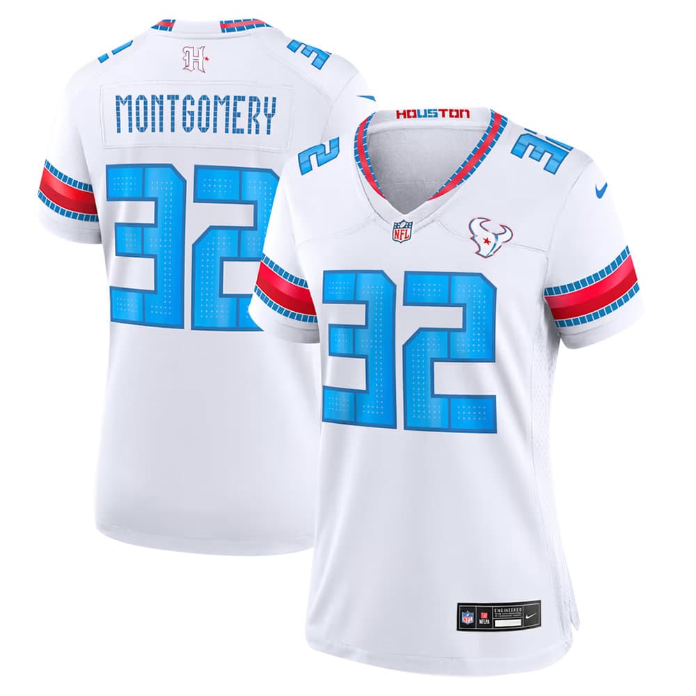 Women's Houston Texans #32 David Montgomery White 2026 Rivalries Collection Game Jersey