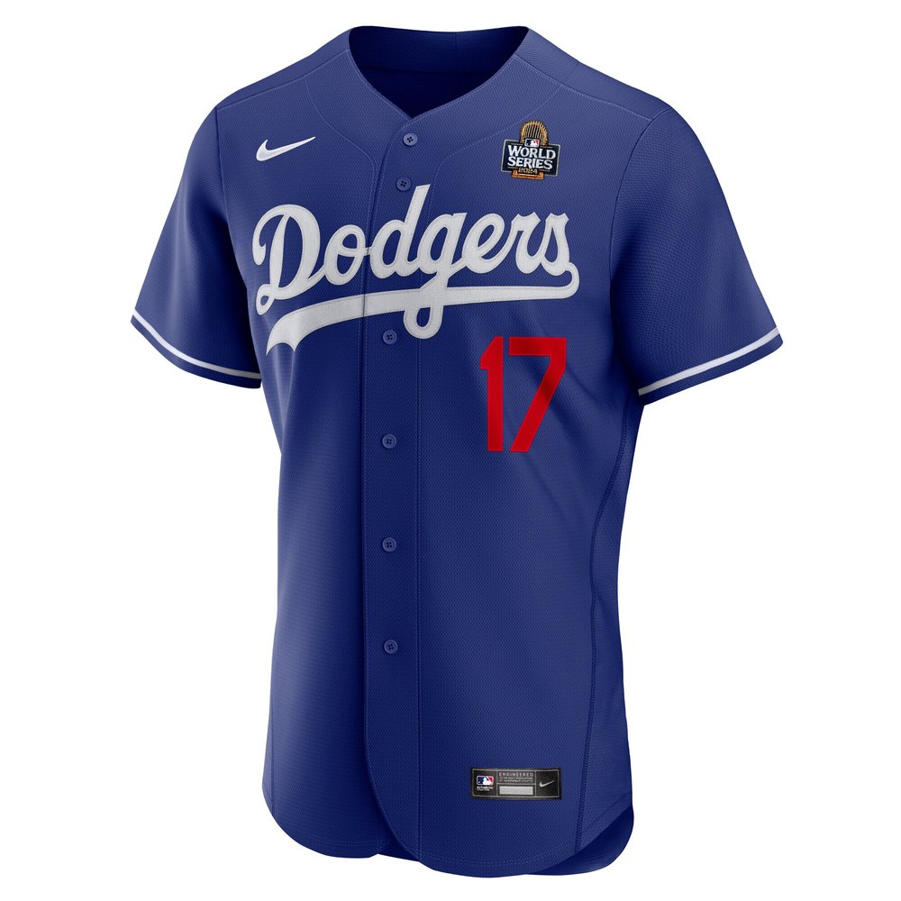 Men's Los Angeles Dodgers #17 Shohei Ohtani Royal 2024 World Series Alternate Authentic Player Jersey