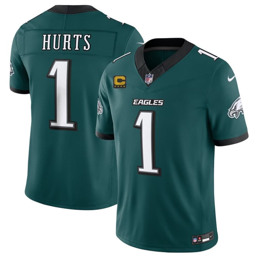 Men's Philadelphia Eagles #1 Jalen Hurts Green 2026 4-Star C Patch Vapor F.U.S.E. Untouchable Limited Jersey