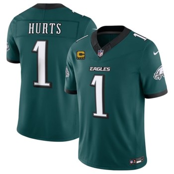 Men's Philadelphia Eagles #1 Jalen Hurts Green 2026 4-Star C Patch Vapor F.U.S.E. Untouchable Limited Jersey