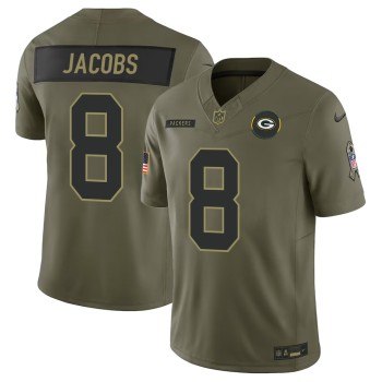 Youth's Green Bay Packers #8 Josh Jacobs Nike Olive 2025 Salute to Service Retired Limited Jersey Youth's Green Bay Packers #8 Josh Jacobs Nike Olive 2025 Salute to Service Retired Limited Jersey