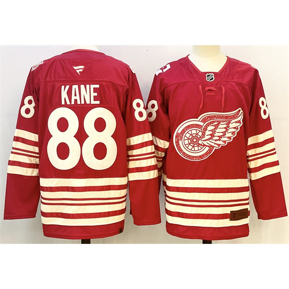 Men's Detroit Red Wings #88 Patrick Kane Red 2025-26 Centennial Premium Stitched Hockey Premium Jersey Men's Detroit Red Wings #88 Patrick Kane Red 2025-26 Centennial Premium Stitched Hockey Premium Jersey