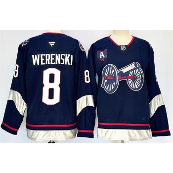 Men's Columbus Blue Jackets #8 Zach Werenski Navy 2024-25 With A Patch Stitched Hockey Premium Jersey Men's Columbus Blue Jackets #8 Zach Werenski Navy 2024-25 With A Patch Stitched Hockey Premium Jersey