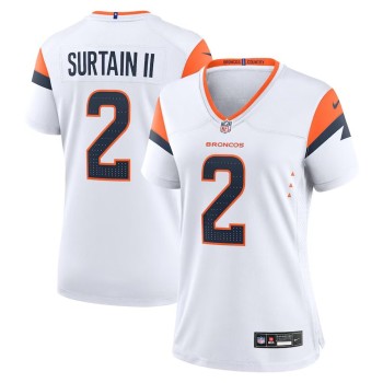 Women's Denver Broncos #2 Patrick Surtain II White Mile High Collection Game Jersey