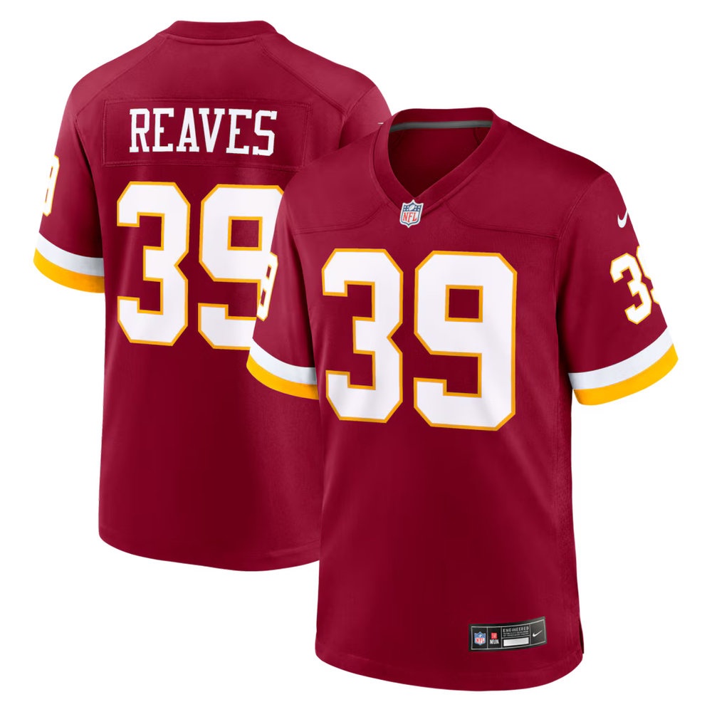 Men's Washington Commanders #39 Jeremy Reaves Burgundy Game Jersey
