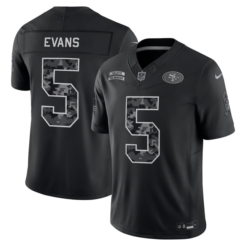 Men's San Francisco 49ers #5 Mike Evans Nike Black 2026 Salute to Service Vapor F.U.S.E. Limited Jersey