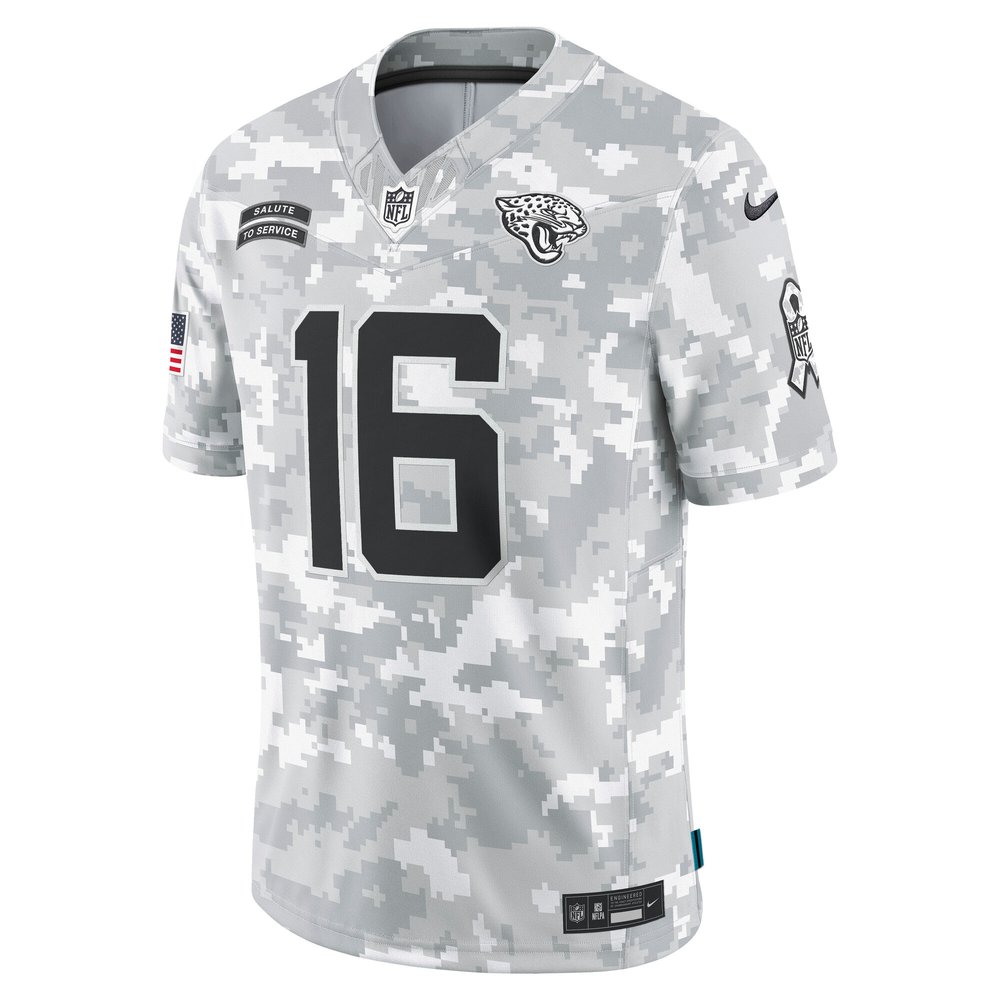 Men's Jacksonville Jaguars Trevor Lawrence Arctic Camo 2024 Salute to Service Limited Jersey