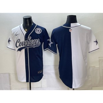 Youth Dallas Cowboys Navy Split Cool Base Stitched Baseball Jersey