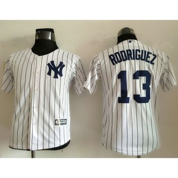 Yankees #13 Alex Rodriguez White Name Back Stitched Youth MLB Jersey