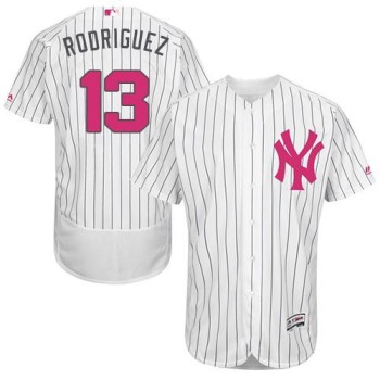 Yankees #13 Alex Rodriguez White Strip Flexbase Authentic Collection 2016 Mother's Day Stitched MLB Jersey Yankees #13 Alex Rodriguez White Strip Flexbase Authentic Collection 2016 Mother's Day Stitched MLB Jersey