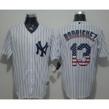Yankees #13 Alex Rodriguez White Strip USA Flag Fashion Stitched MLB Jersey Yankees #13 Alex Rodriguez White Strip USA Flag Fashion Stitched MLB Jersey