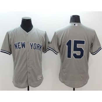 Yankees #15 Thurman Munson Grey Flexbase Authentic Collection Stitched MLB Jersey Yankees #15 Thurman Munson Grey Flexbase Authentic Collection Stitched MLB Jersey