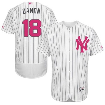 Yankees #18 Johnny Damon White Strip Flexbase Authentic Collection 2016 Mother's Day Stitched MLB Jersey Yankees #18 Johnny Damon White Strip Flexbase Authentic Collection 2016 Mother's Day Stitched MLB Jersey