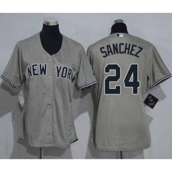 Yankees #24 Gary Sanchez Grey Women's Road Stitched MLB Jersey Yankees #24 Gary Sanchez Grey Women's Road Stitched MLB Jersey