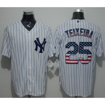 Yankees #25 Mark Teixeira White Strip USA Flag Fashion Stitched MLB Jersey Yankees #25 Mark Teixeira White Strip USA Flag Fashion Stitched MLB Jersey