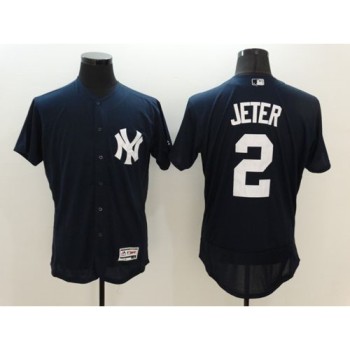 Yankees #2 Derek Jeter Navy Blue Flexbase Authentic Collection Stitched MLB Jersey Yankees #2 Derek Jeter Navy Blue Flexbase Authentic Collection Stitched MLB Jersey