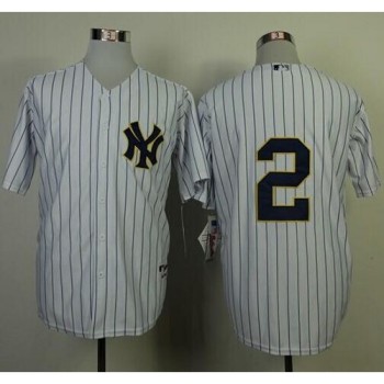 Yankees #2 Derek Jeter White Fashion Gold w/Commemorative Retirement Patch Stitched MLB Jersey