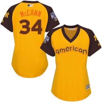 Yankees #34 Brian McCann Gold 2016 All-Star American League Women's Stitched MLB Jersey Yankees #34 Brian McCann Gold 2016 All-Star American League Women's Stitched MLB Jersey