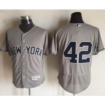 Yankees #42 Mariano Rivera Grey Flexbase Authentic Collection Stitched MLB Jersey Yankees #42 Mariano Rivera Grey Flexbase Authentic Collection Stitched MLB Jersey