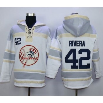 Yankees #42 Mariano Rivera White Sawyer Hooded Sweatshirt MLB Hoodie Yankees #42 Mariano Rivera White Sawyer Hooded Sweatshirt MLB Hoodie