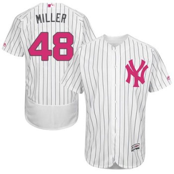 Yankees #48 Andrew Miller White Strip Flexbase Authentic Collection 2016 Mother's Day Stitched MLB Jersey Yankees #48 Andrew Miller White Strip Flexbase Authentic Collection 2016 Mother's Day Stitched MLB Jersey