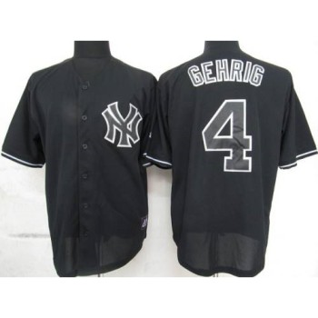 Yankees #4 Lou Gehrig Black Fashion Stitched MLB Jersey Yankees #4 Lou Gehrig Black Fashion Stitched MLB Jersey