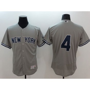 Yankees #4 Lou Gehrig Grey Flexbase Authentic Collection Stitched MLB Jersey Yankees #4 Lou Gehrig Grey Flexbase Authentic Collection Stitched MLB Jersey