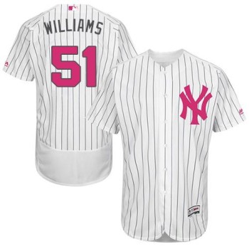 Yankees #51 Bernie Williams White Strip Flexbase Authentic Collection 2016 Mother's Day Stitched MLB Jersey Yankees #51 Bernie Williams White Strip Flexbase Authentic Collection 2016 Mother's Day Stitched MLB Jersey