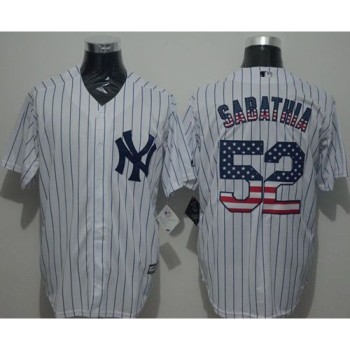 Yankees #52 C.C. Sabathia White Strip USA Flag Fashion Stitched MLB Jersey Yankees #52 C.C. Sabathia White Strip USA Flag Fashion Stitched MLB Jersey