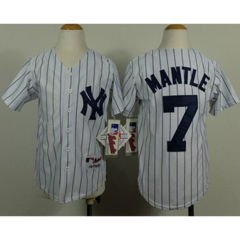Yankees #7 Mickey Mantle White Stitched Youth Name Back MLB Jersey Yankees #7 Mickey Mantle White Stitched Youth Name Back MLB Jersey