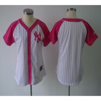 Yankees Blank White/Pink Women's Splash Fashion Stitched MLB Jersey Yankees Blank White/Pink Women's Splash Fashion Stitched MLB Jersey