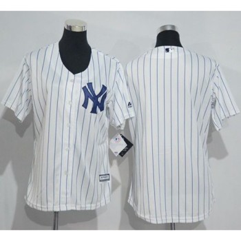 Yankees Blank White Strip Women's Home Stitched MLB Jersey Yankees Blank White Strip Women's Home Stitched MLB Jersey
