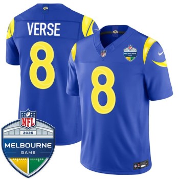 Men's Los Angeles Rams #8 Jared Verse Royal 2026 Melbourne Game Patch Vapor F.U.S.E. Limited Jersey