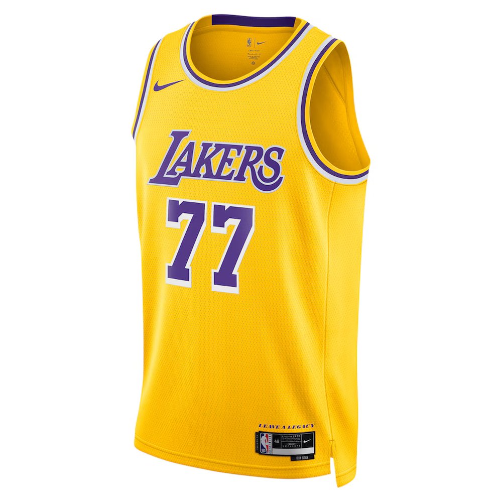 Youth Los Angeles Lakers #77 Luka Doncic Gold Fast Break Replica Player Jersey