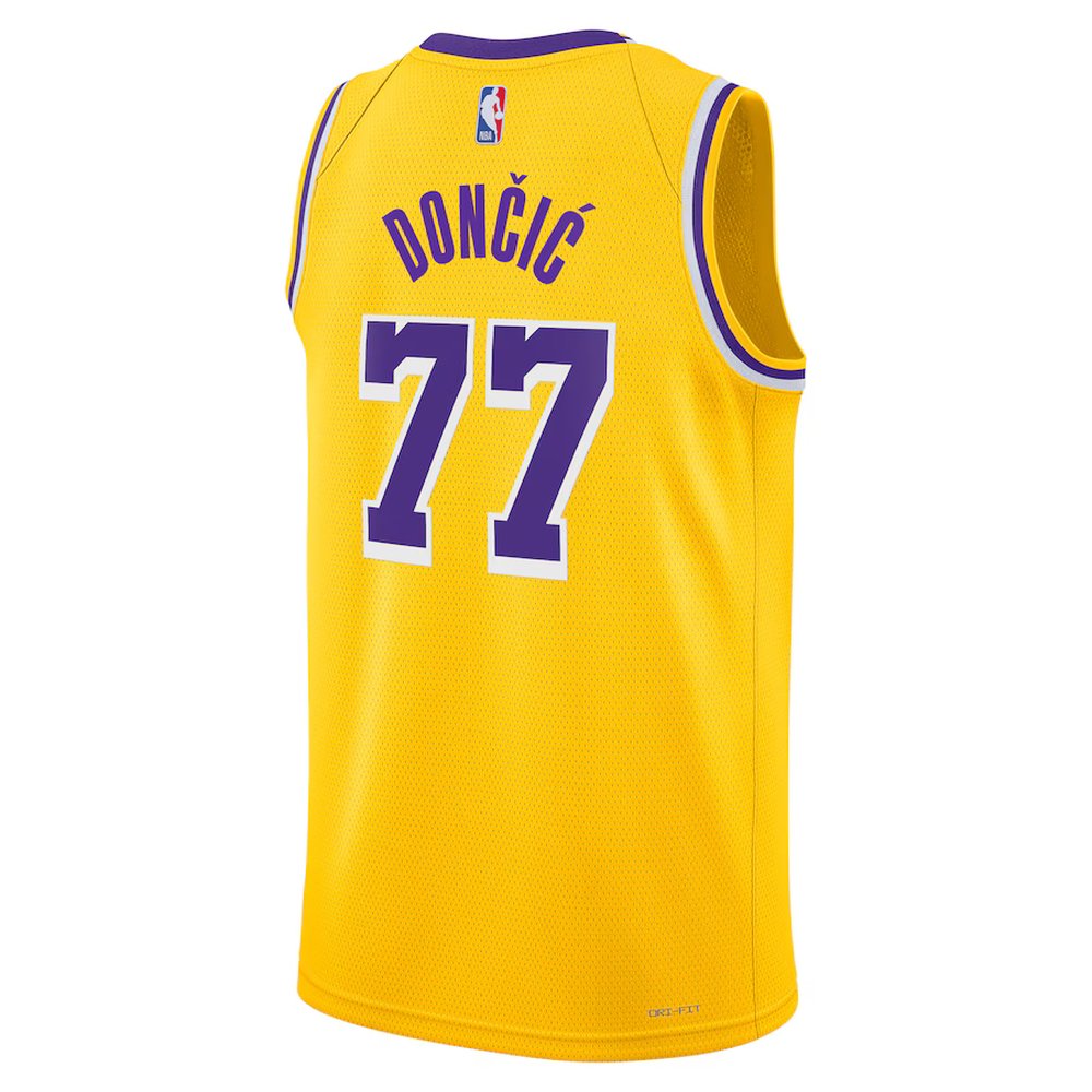 Youth Los Angeles Lakers #77 Luka Doncic Gold Fast Break Replica Player Jersey
