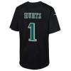 Youth Philadelphia Eagles #1 Jalen Hurts Carbon Black Super Bowl LIX Patch Fashion Game Player Jersey