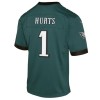 Youth Philadelphia Eagles #1 Jalen Hurts Midnight Green Super Bowl LIX Game Player Jersey