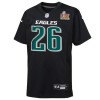 Youth Philadelphia Eagles #26 Saquon Barkley Carbon Black Super Bowl LIX Patch Fashion Game Player Jersey