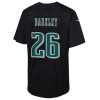 Youth Philadelphia Eagles #26 Saquon Barkley Carbon Black Super Bowl LIX Patch Fashion Game Player Jersey
