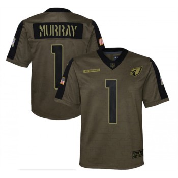 Youth Arizona Cardinals #1 Kyler Murray 2021 Olive Salute To Service Limited Stitched Jersey Youth Arizona Cardinals #1 Kyler Murray 2021 Olive Salute To Service Limited Stitched Jersey
