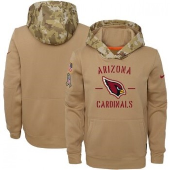 Youth Arizona Cardinals Khaki 2019 Salute to Service Therma Pullover Hoodie