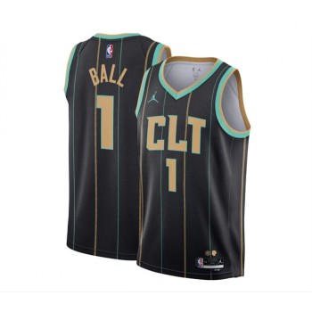 Youth Charlotte Hornets #1 LaMelo Ball Black 2022/23 City Edition Stitched Basketball Jersey Youth Charlotte Hornets #1 LaMelo Ball Black 2022/23 City Edition Stitched Basketball Jersey