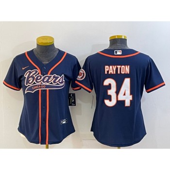 Youth Chicago Bears #34 Walter Payton Navy With Patch Cool Base Stitched Baseball Jersey Youth Chicago Bears #34 Walter Payton Navy With Patch Cool Base Stitched Baseball Jersey