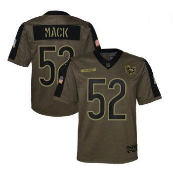 Youth Chicago Bears #52 Khalil Mack 2021 Olive Salute To Service Limited Stitched Jersey Youth Chicago Bears #52 Khalil Mack 2021 Olive Salute To Service Limited Stitched Jersey