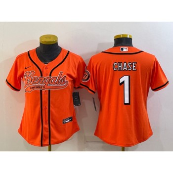 Youth Cincinnati Bengals #1 Ja'Marr Chase Orange With Patch Cool Base Stitched Baseball Jersey Youth Cincinnati Bengals #1 Ja'Marr Chase Orange With Patch Cool Base Stitched Baseball Jersey