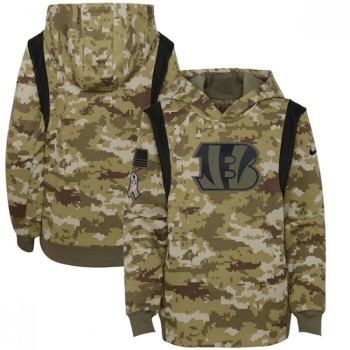 Youth Cincinnati Bengals 2021 Camo Salute To Service Therma Performance Pullover Hoodie Youth Cincinnati Bengals 2021 Camo Salute To Service Therma Performance Pullover Hoodie