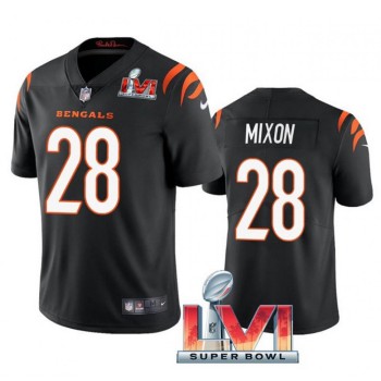 Youth Cincinnati Bengals #28 Joe Mixon 2022 Black Super Bowl LVI Vapor Limited Stitched Jersey Youth Cincinnati Bengals #28 Joe Mixon 2022 Black Super Bowl LVI Vapor Limited Stitched Jersey