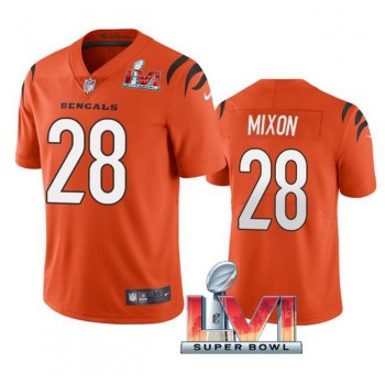 Youth Cincinnati Bengals #28 Joe Mixon 2022 Orange Super Bowl LVI Vapor Limited Stitched Jersey Youth Cincinnati Bengals #28 Joe Mixon 2022 Orange Super Bowl LVI Vapor Limited Stitched Jersey