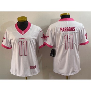 Youth Dallas Cowboys #11 Micah Parsons White Pink Vapor Untouchable Limited Stitched Football Jersey Youth Dallas Cowboys #11 Micah Parsons White Pink Vapor Untouchable Limited Stitched Football Jersey