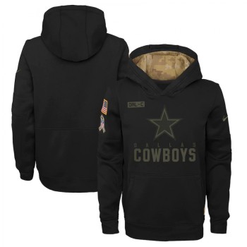 Youth Dallas Cowboys 2020 Black Salute to Service Sideline Performance Pullover Hoodie Youth Dallas Cowboys 2020 Black Salute to Service Sideline Performance Pullover Hoodie